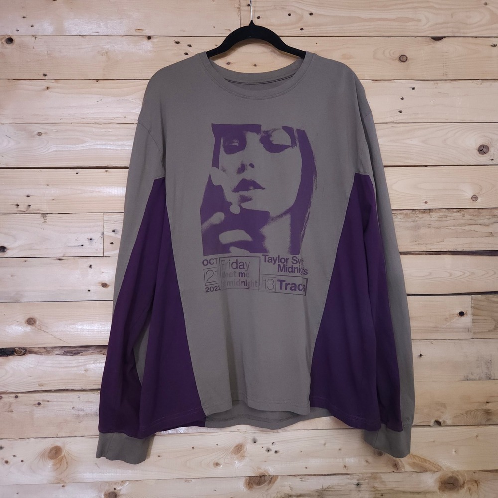 Taylor Swift Midnights Album Official Merch Colorblock Long Sleeve Shirt XL